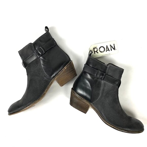 Roan Uma Hand Finished Full Grain Leather Belted Cowboy Heel Booties. 8.5 - Picture 6 of 12